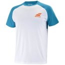 KOSZULKA BABOLAT PLAY CREW NECK TEE BOY WHITE/CANEEL BAY